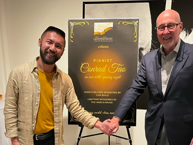 Pianist Conrad Tao and board member Chip Boyle